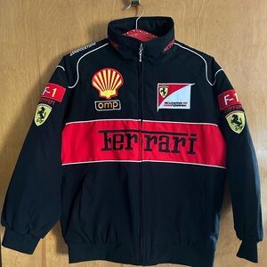 Unisex Adult Racing Ferrari Jacket Red Black Bomber Embroidered Patches Cotton M